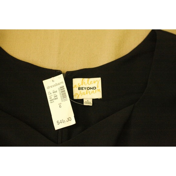 NWT BEYOND Ashley Graham Sz 6 Womens Split Sleeve Sweetheart Sheath Dress Black - Picture 7 of 12